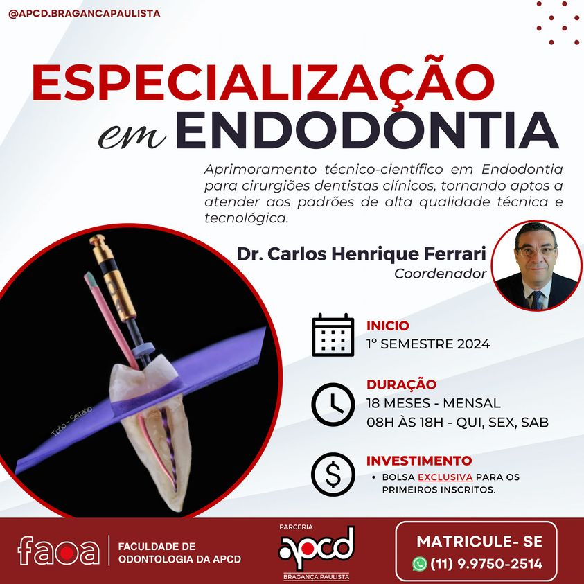 Read more about the article Especialização em Endodontia APCD Bragança. Turma 2024.