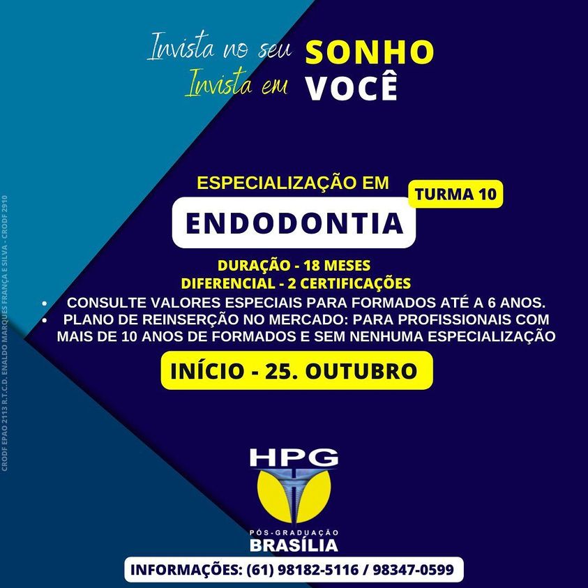 Especialização em Endodontia em Brasília. Nova Turma.