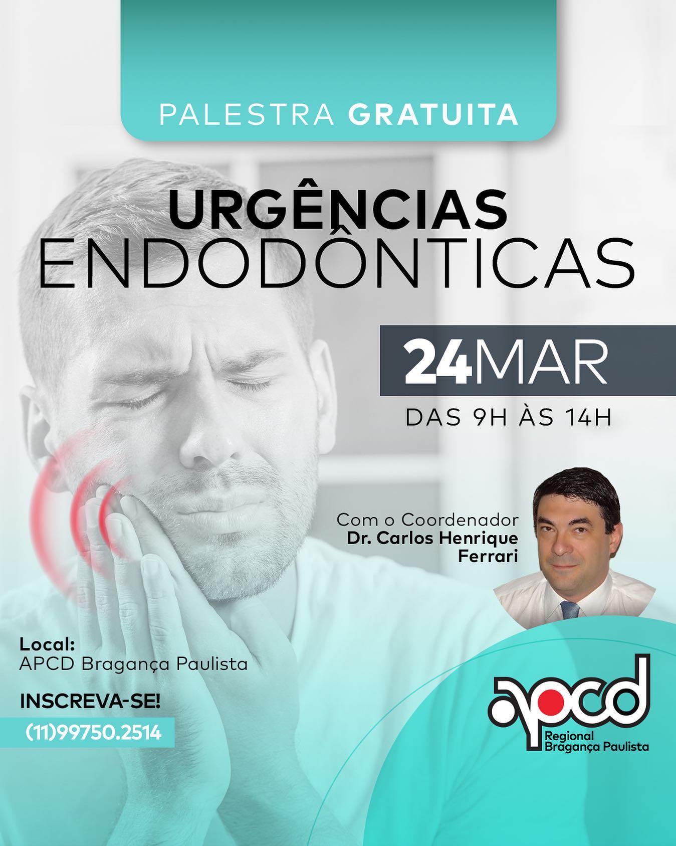 Urgências em Endodontia. Palestra na APCD Bragança Pta.
