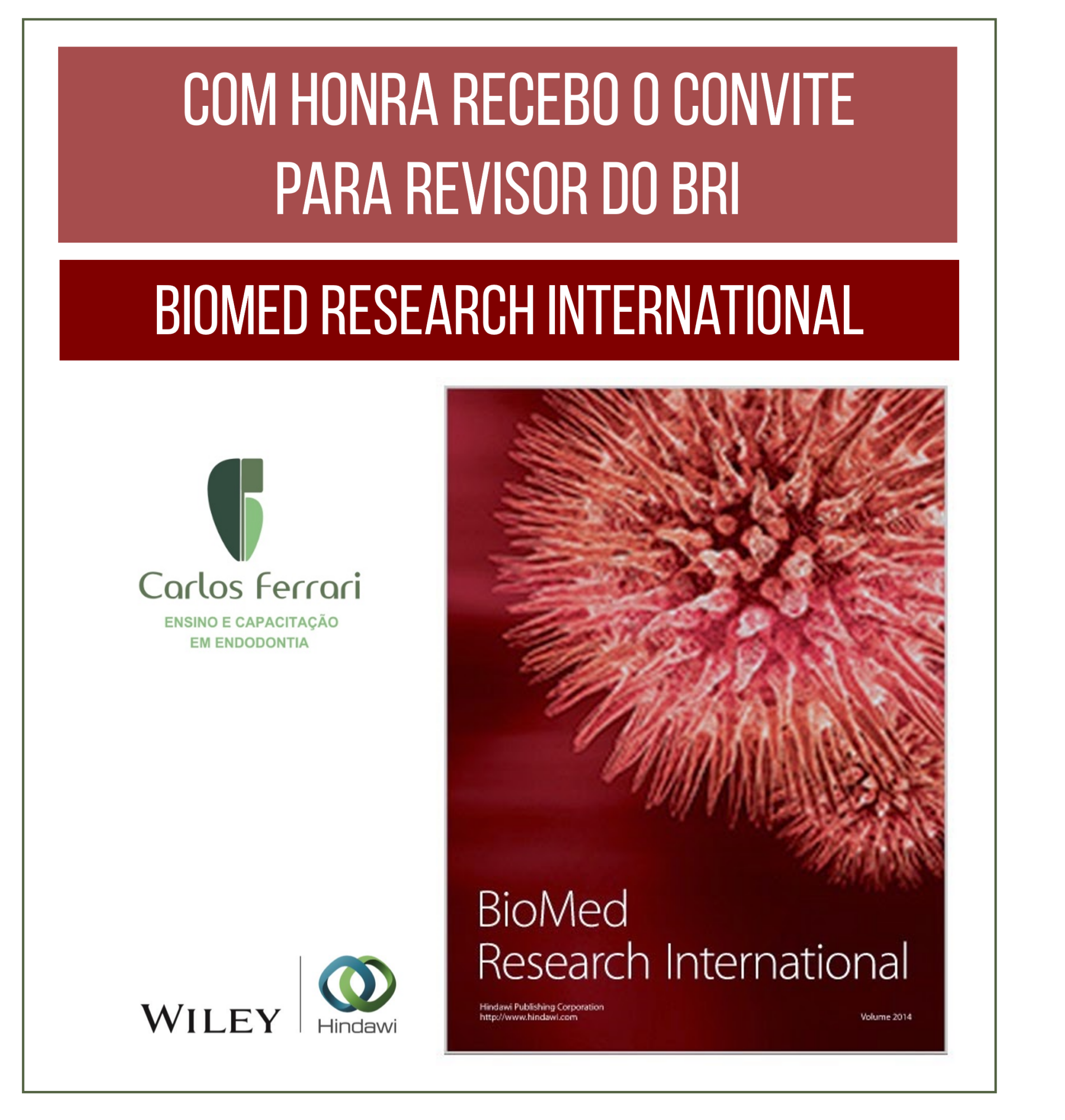 Convite para revisor do Biomedic Research International