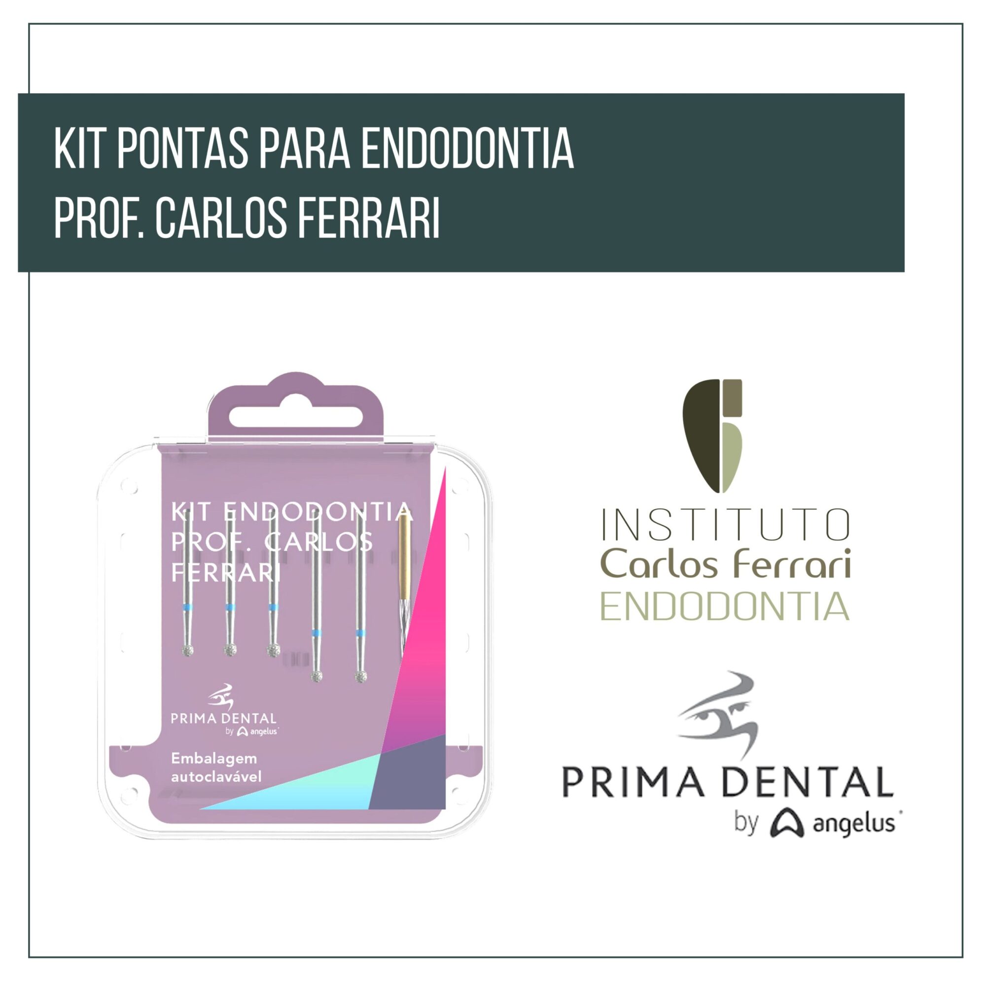 Pontas diamantadas para endodontia. Kit Prof. Carlos Ferrari.